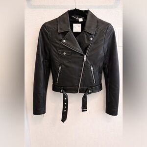 H&M Black Faux Leather Moto Jacket - Women